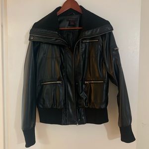Vegan Leather Moto Bomber Jacket